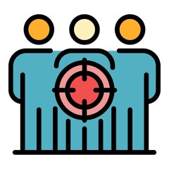 Poster - Target market people icon. Outline target market people vector icon color flat isolated