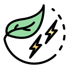 Poster - Eco leaf car energy icon. Outline eco leaf car energy vector icon color flat isolated