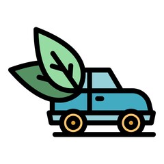 Poster - ecology hybrid car icon. outline ecology hybrid car vector icon color flat isolated
