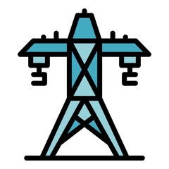 Poster - Electric tower icon. Outline electric tower vector icon color flat isolated