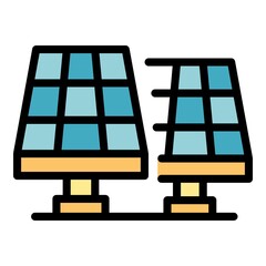 Poster - Solar panels icon. Outline solar panels vector icon color flat isolated
