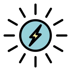 Sticker - Light solar energy icon. Outline light solar energy vector icon color flat isolated