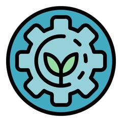 Wall Mural - Gear nature energy icon. Outline gear nature energy vector icon color flat isolated