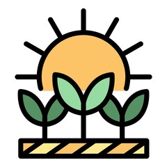 Wall Mural - Plants under sun icon. Outline plants under sun vector icon color flat isolated