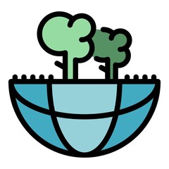 Poster - Eco energy planet icon. Outline eco energy planet vector icon color flat isolated