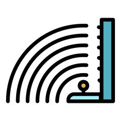 Poster - Sound volume waves icon. Outline sound volume waves vector icon color flat isolated