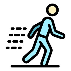 Poster - Running boy icon. Outline running boy vector icon color flat isolated