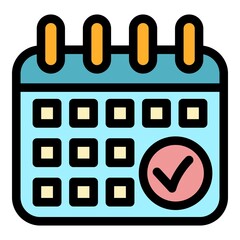 Poster - Running calendar date icon. Outline running calendar date vector icon color flat isolated