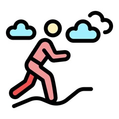 Sticker - Outdoor running icon. Outline outdoor running vector icon color flat isolated
