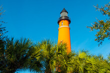 Ponce De Leon Inlet Lighthouse Is A National Historic Landmark In Town Of Ponce Inlet In Central Florida FL, USA.