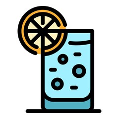 Poster - Glass cold limonade icon. Outline glass cold limonade vector icon color flat isolated