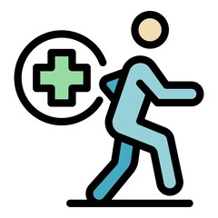 Poster - Sport medical help icon. Outline sport medical help vector icon color flat isolated
