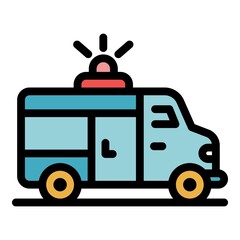 Poster - sport ambulance car icon. outline sport ambulance car vector icon color flat isolated