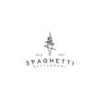 Vintage hipster retro spaghetti pasta noodle line logo vector template on white background