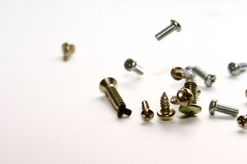 Wall Mural - Screw and bolt on white background