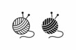 yarn ball and needle for knitting flat icon vector illustration