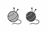 Fototapeta  - yarn ball and needle for knitting flat icon vector illustration