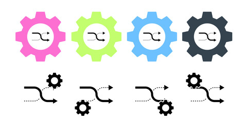 Poster - shuffle, arrow, right, navigation vector icon in gear set illustration for ui and ux, website or mob