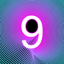Number Nine Neon Ninth Concept 9 Symbol 3d Collection