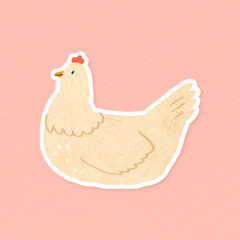 Sticker - Watercolor cream chicken sticker vector