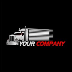 Wall Mural - truck and trailer logo with black background