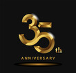35 year anniversary celebration logo design with golden style