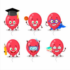 Canvas Print - School student of red balloons cartoon character with various expressions