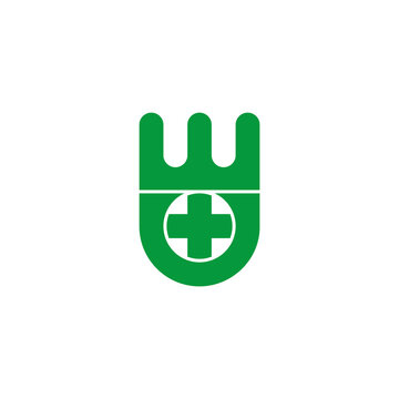 letter w plus medical symbol geometric design logo vector