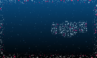 Poster - On the right is the handshake symbol filled with white dots. Pointillism style. Abstract futuristic frame of dots and circles. Some dots is pink. Vector illustration on blue background with stars