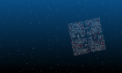 Poster - On the right is the puzzle symbol filled with white dots. Background pattern from dots and circles of different shades. Vector illustration on blue background with stars