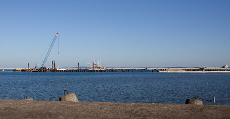 Wall Mural - Breakwater by the new LNG terminal (Gazoport) in Swinoujscie, Poland.