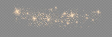 The Dust Sparks And Golden Stars Shine With Special Light. Vector Sparkles On A Transparent Background. Christmas Light Effect.