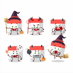 Sticker - Halloween expression emoticons with cartoon character of 2022 calendar