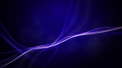 Poster - Digital particle wave and light blue color abstract background, 3d rendering