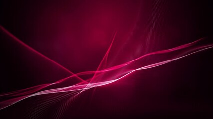Poster - Digital particle wave and light red and pink color abstract background, 3d rendering animation 4k