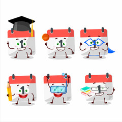 Sticker - School student of 1st calendar cartoon character with various expressions