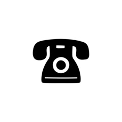 Canvas Print - landline telephone, rotary phone icon   in solid black flat shape glyph icon, isolated on white background 