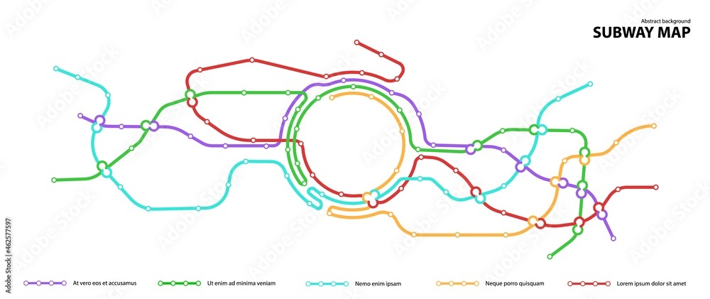 Subway map. Template of fictional town public transport scheme for ...