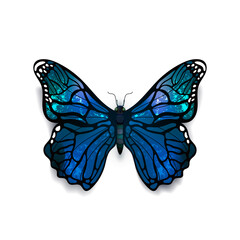 Wall Mural - Beautiful blue detailed realistic butterfly on white