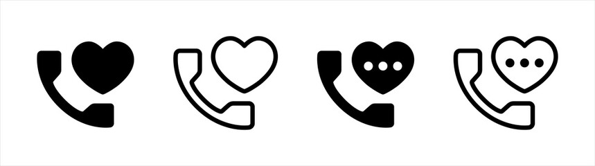 Poster - Love Phone Call icons. Creative Symbol. phone icon set, Telephone call sign, Contact us, Vector illustration.