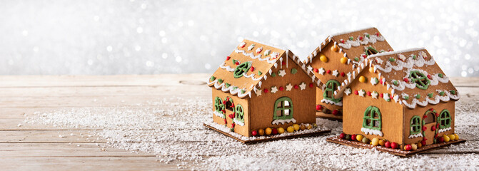 Christmas gingerbread house on white background