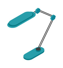 Poster - 3d isometric table lamp for office work place. Illustration of office lamp for work desk and table for business vector