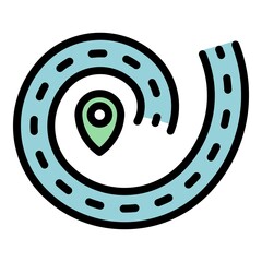 Poster - Gps route icon. Outline gps route vector icon color flat isolated