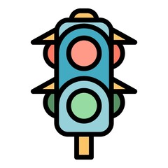 Poster - Traffic lights icon. Outline traffic lights vector icon color flat isolated