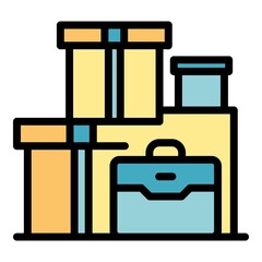 Poster - Travel bags icon. Outline travel bags vector icon color flat isolated