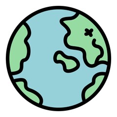 Poster - Global travel icon. Outline global travel vector icon color flat isolated