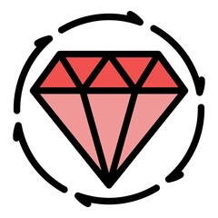 Poster - diamond rating customer icon. outline diamond rating customer vector icon color flat isolated
