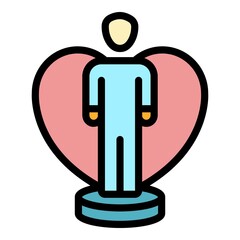 Poster - Man loyalty program icon. Outline man loyalty program vector icon color flat isolated
