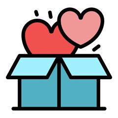 Poster - Open benefit box icon. Outline open benefit box vector icon color flat isolated
