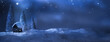 © winyu - weihnachtsabend unterm sternenhimmel, besinnliche atmosphäre in der winter landschaft, dekoration konzept mit tiefschnee in der nacht und textraum